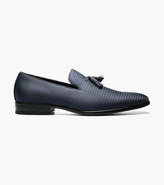 Stacy Adams Tazewell Plain Toe Tassel Slip On Men’s Dress Shoes - Navy