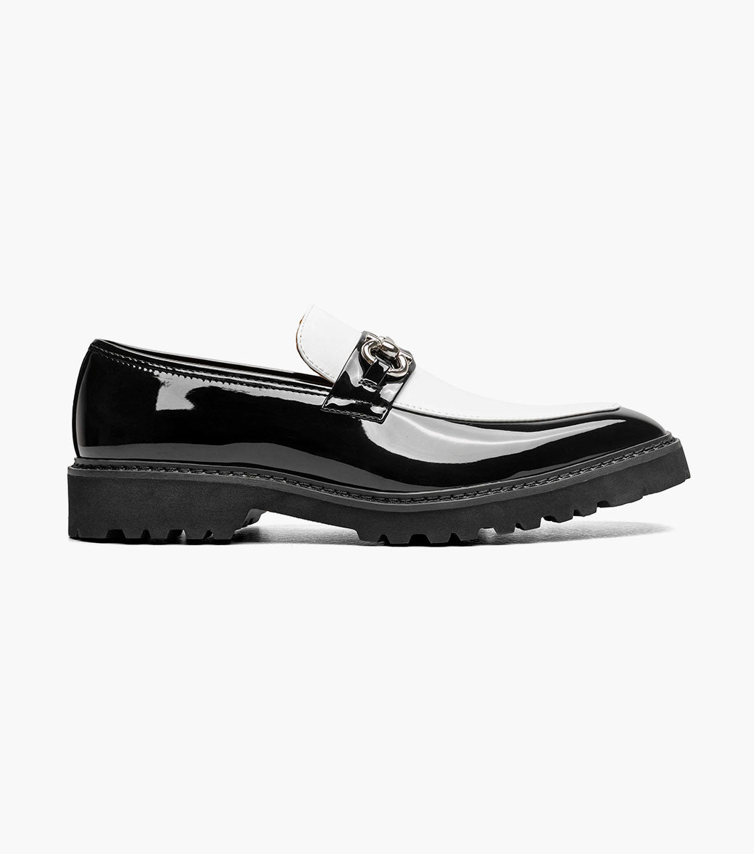 Stacy Adams Carabello Moc Toe Bit Slip On Men’s Loafers & Slip Ons - Black w/White