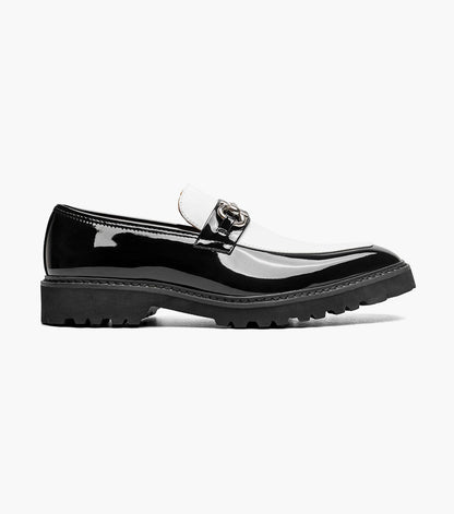 Stacy Adams Carabello Moc Toe Bit Slip On Men’s Loafers & Slip Ons - Black w/White