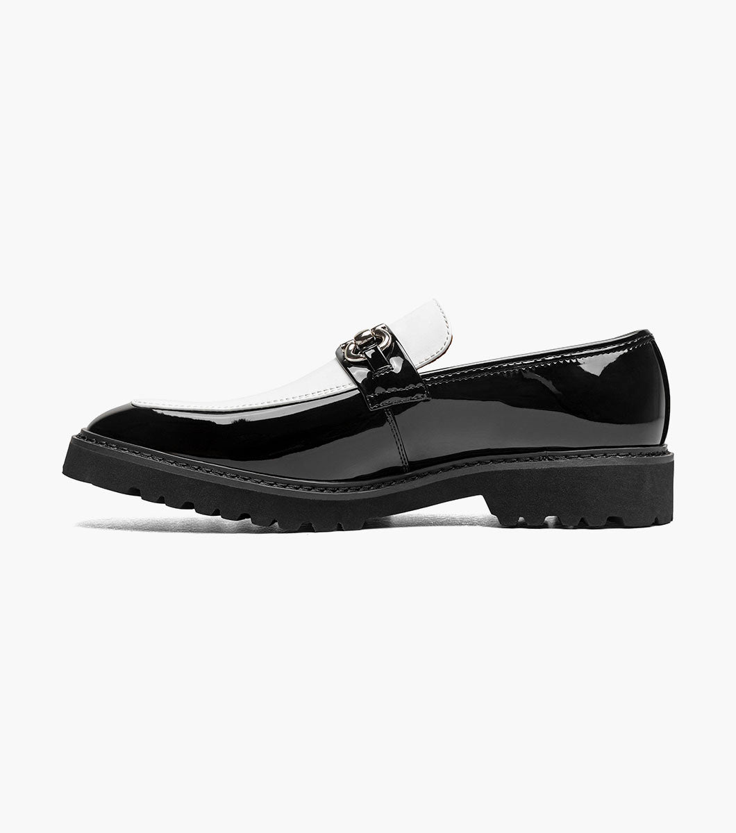 Stacy Adams Carabello Moc Toe Bit Slip On Men’s Loafers & Slip Ons - Black w/White