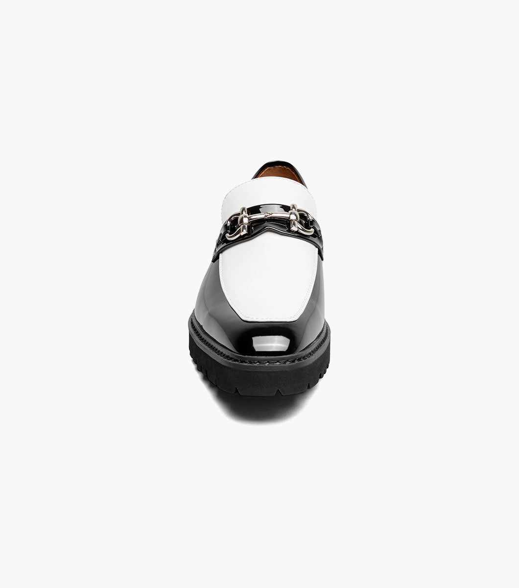 Stacy Adams Carabello Moc Toe Bit Slip On Men’s Loafers & Slip Ons - Black w/White