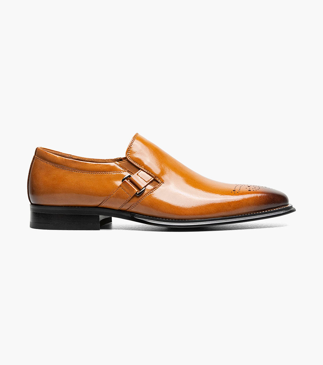 Stacy Adams Alistair Plain Toe Ornament Slip On Men’s Dress Shoes - Tan