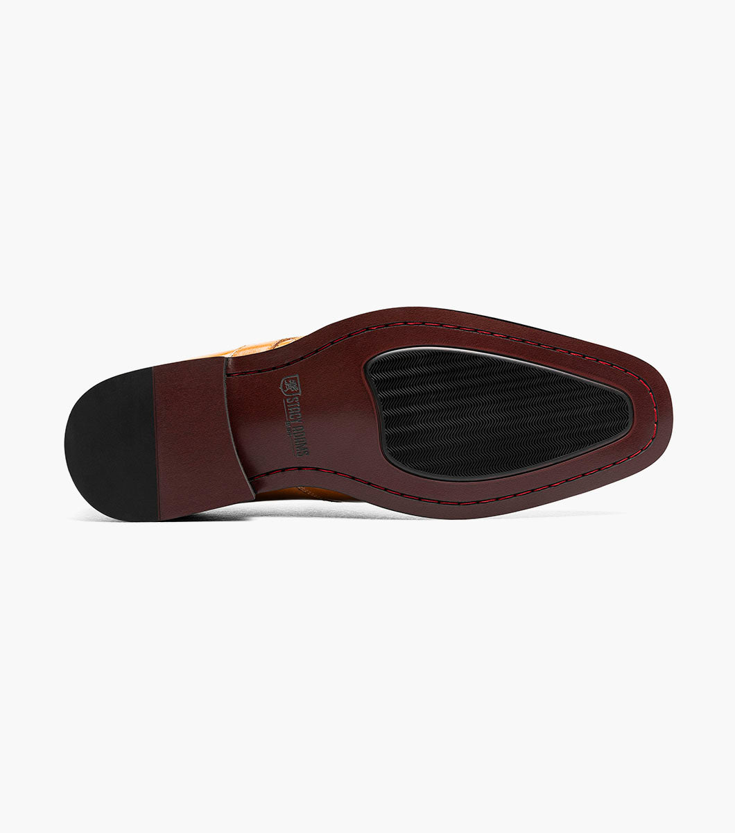 Stacy Adams Alistair Plain Toe Ornament Slip On Men’s Dress Shoes - Tan