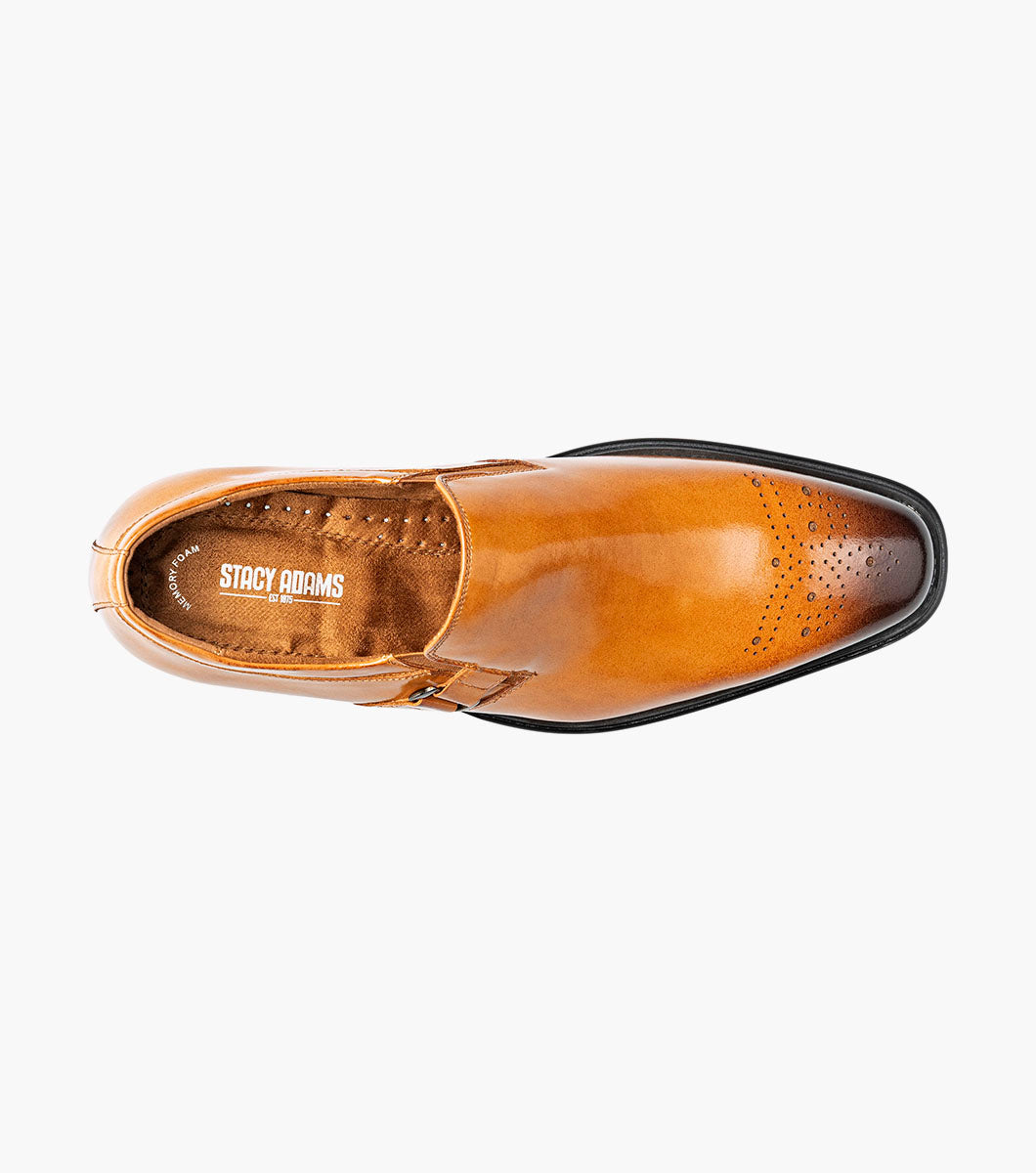 Stacy Adams Alistair Plain Toe Ornament Slip On Men’s Dress Shoes - Tan