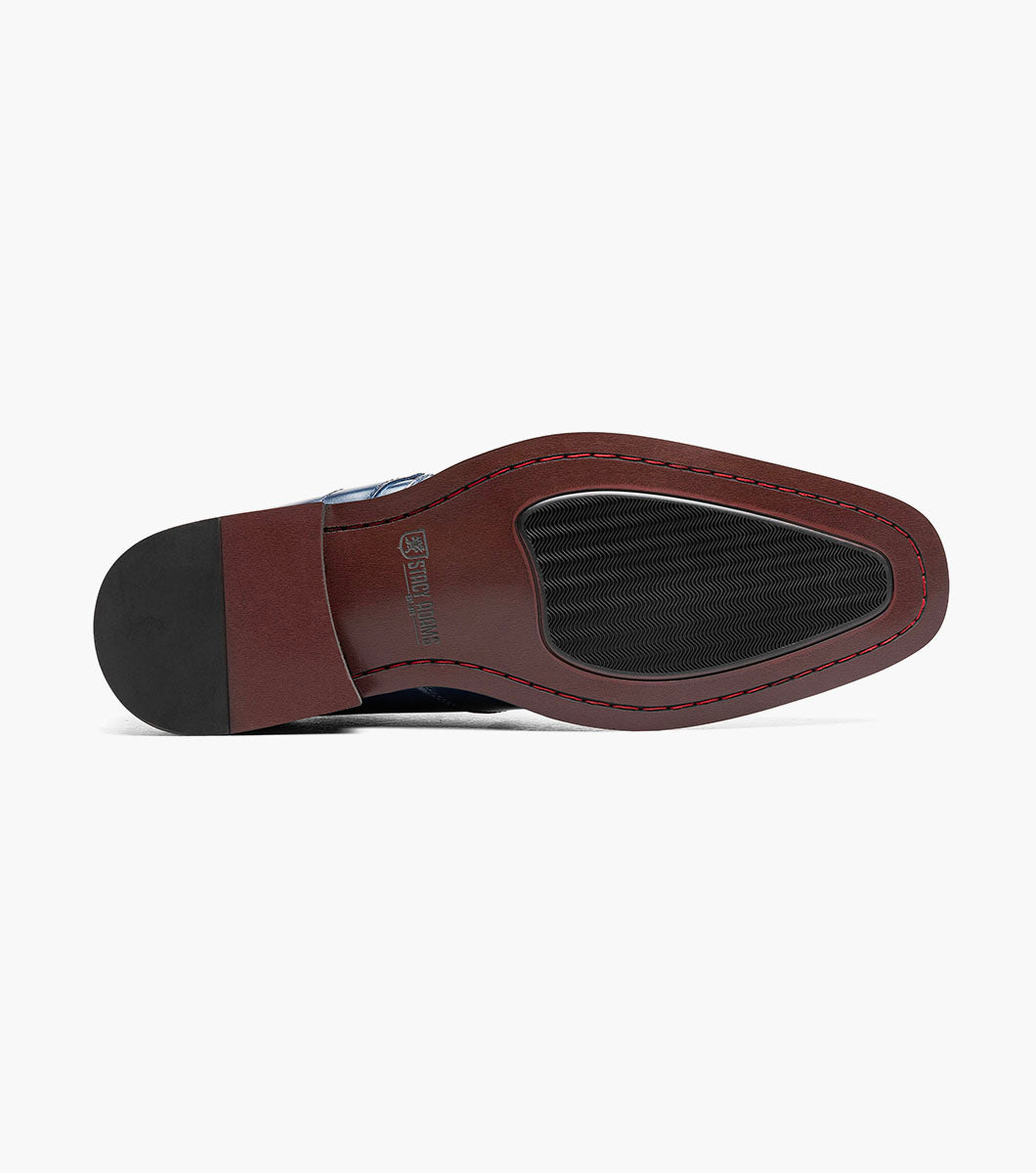 Stacy Adams Alistair Plain Toe Ornament Slip On Men’s Dress Shoes - Cobalt