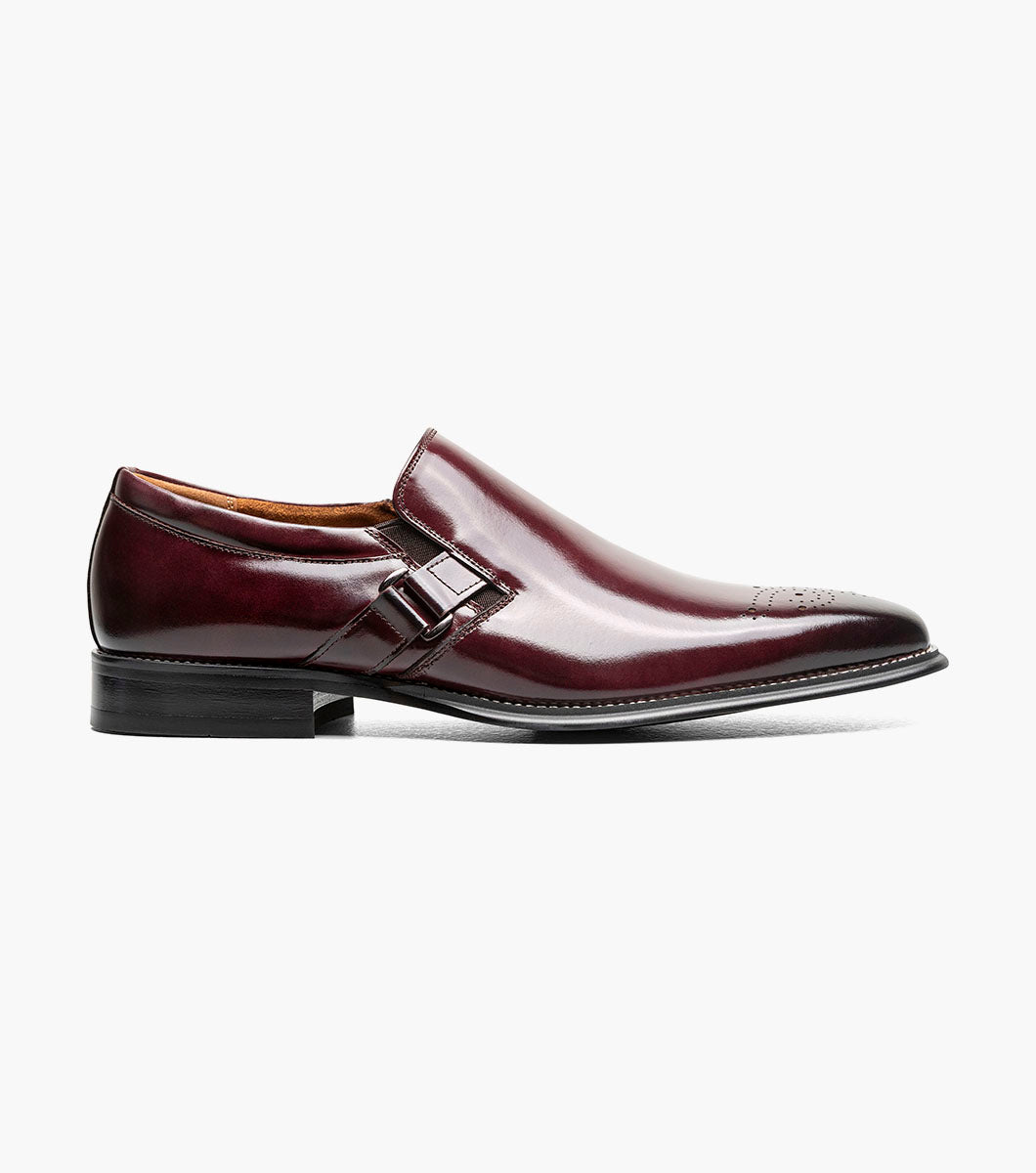 Stacy Adams Alistair Plain Toe Ornament Slip On Men’s Dress Shoes - Burgundy