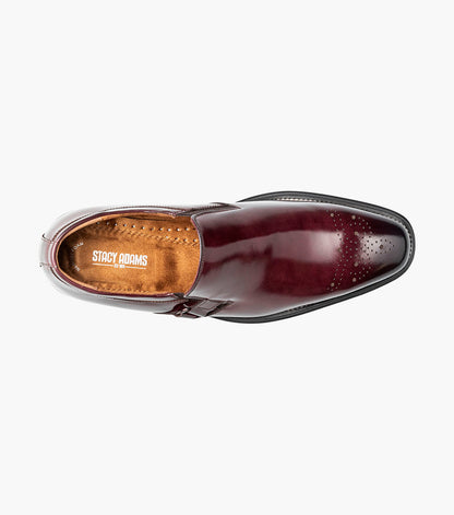 Stacy Adams Alistair Plain Toe Ornament Slip On Men’s Dress Shoes - Burgundy