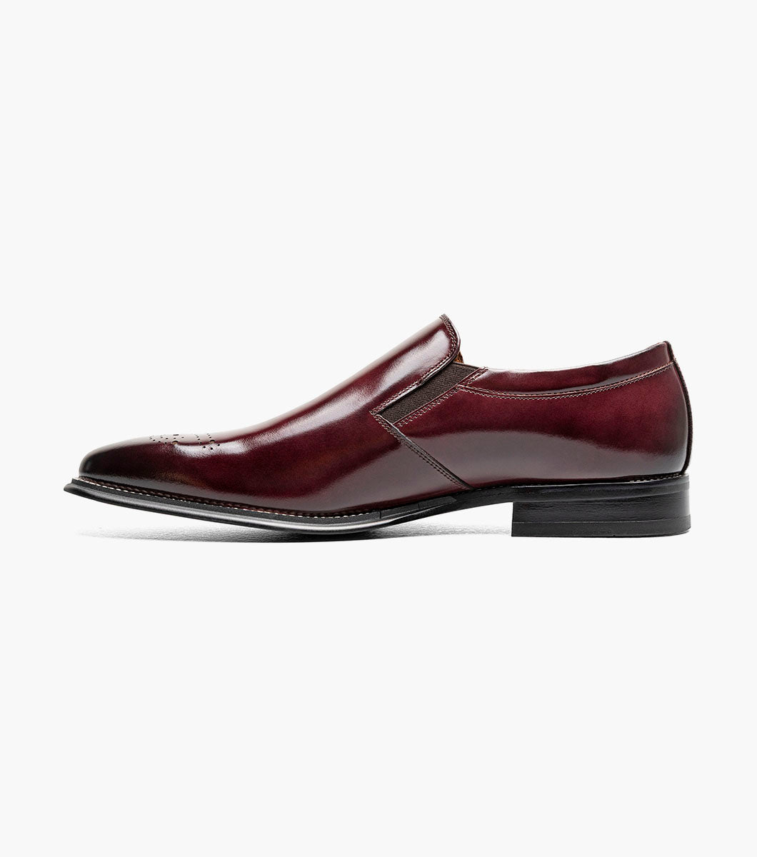 Stacy Adams Alistair Plain Toe Ornament Slip On Men’s Dress Shoes - Burgundy