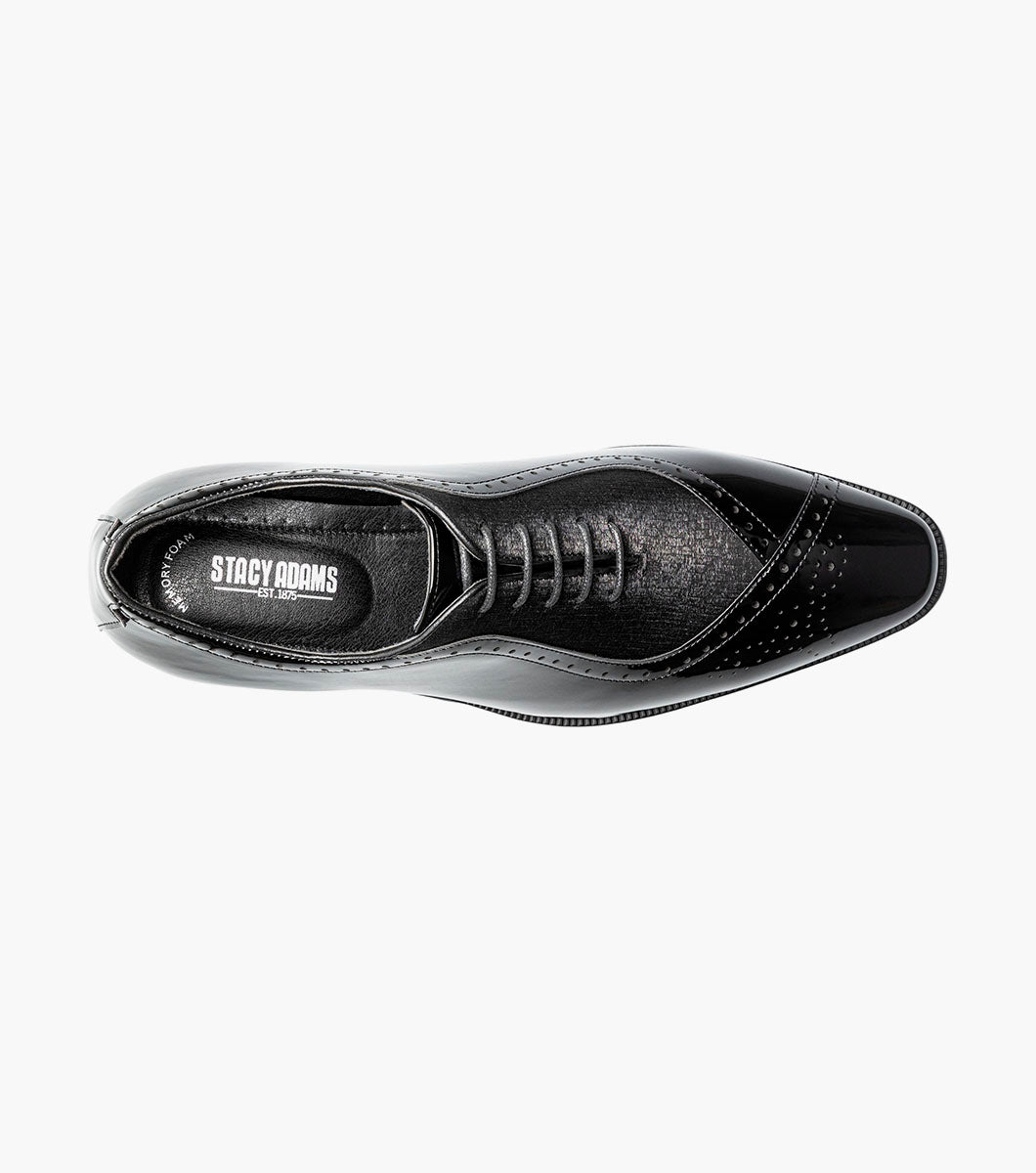 Stacy Adams Stuart Folded Vamp Balmoral Oxford Men’s Dress Shoes - Black