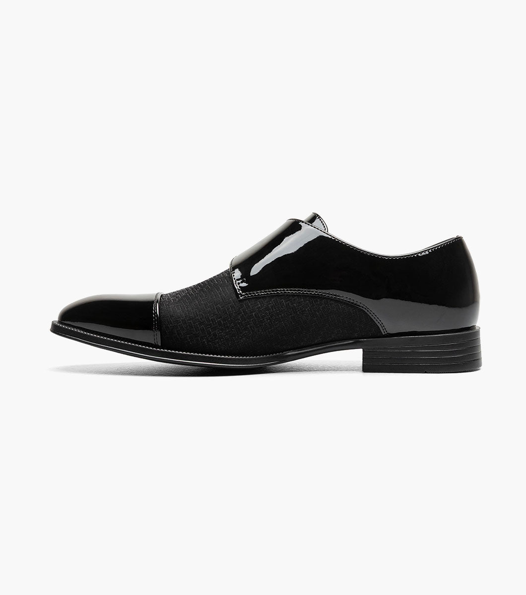Stacy Adams Sutherland Cap Toe Monk Strap Men’s Dress Shoes - Black