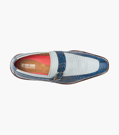 Stacy Adams Rubiano Moc Toe Buckle Strap Slip On Men’s Dress Shoes - Dark Blue Multi