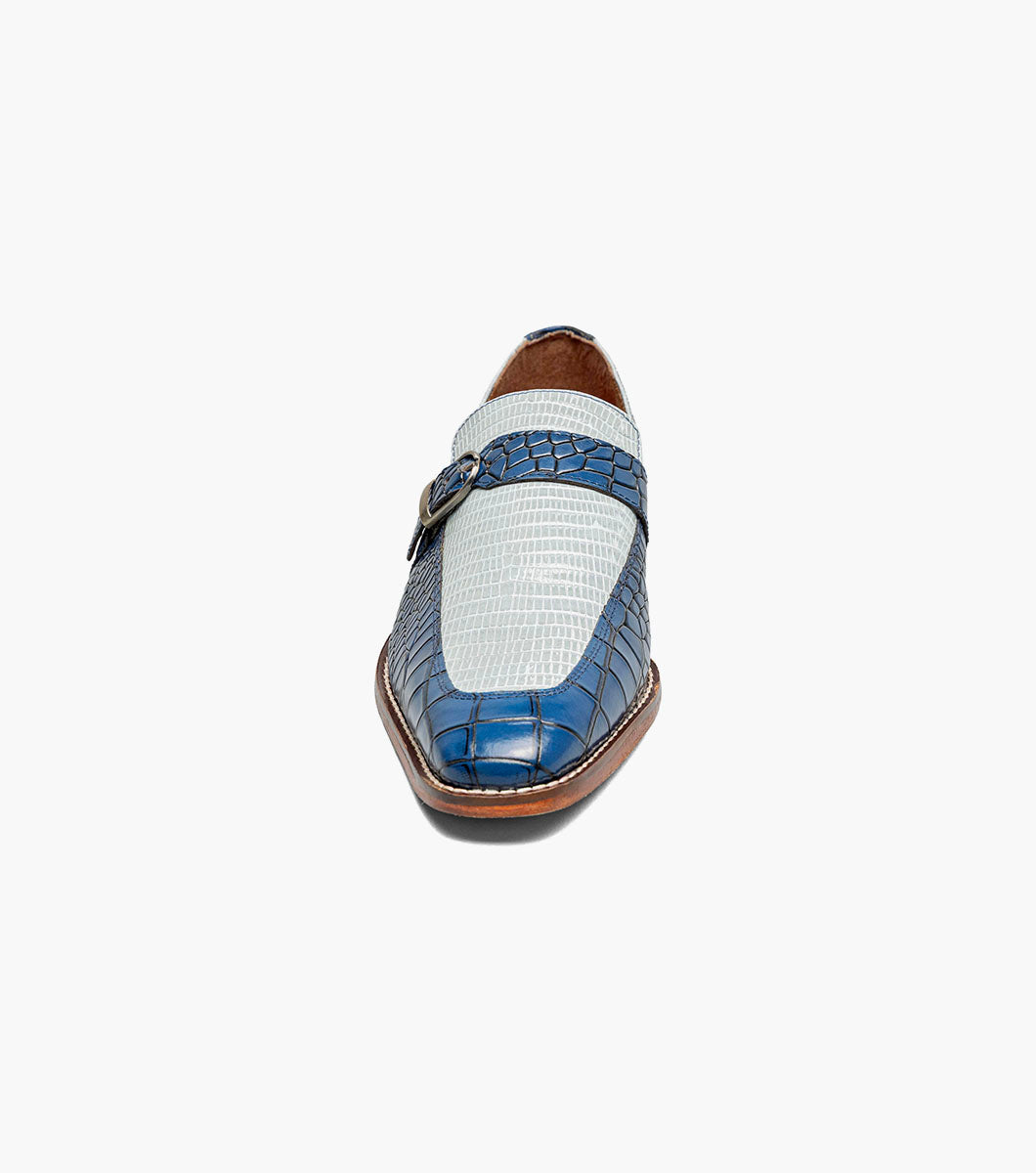 Stacy Adams Rubiano Moc Toe Buckle Strap Slip On Men’s Dress Shoes - Dark Blue Multi
