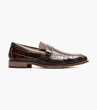 Stacy Adams Rubiano Moc Toe Buckle Strap Slip On Men’s Dress Shoes - Brown