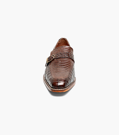 Stacy Adams Rubiano Moc Toe Buckle Strap Slip On Men’s Dress Shoes - Brown