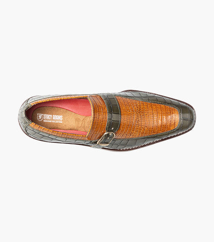 Stacy Adams Rubiano Moc Toe Buckle Strap Slip On Men’s Dress Shoes - Olive Multi