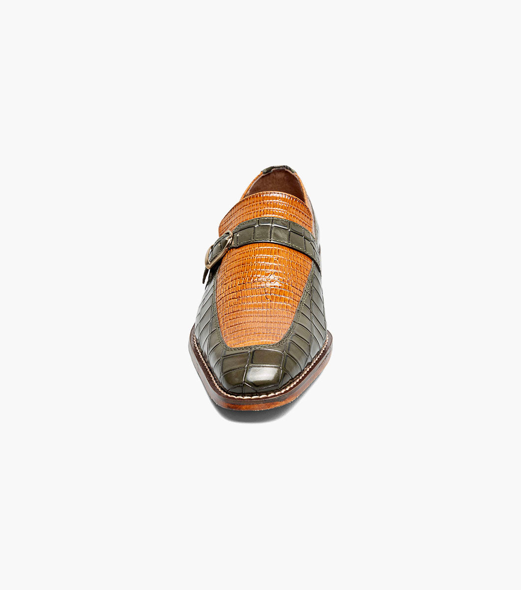 Stacy Adams Rubiano Moc Toe Buckle Strap Slip On Men’s Dress Shoes - Olive Multi