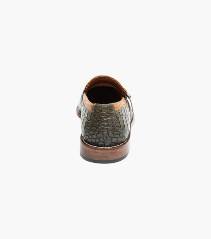 Stacy Adams Rubiano Moc Toe Buckle Strap Slip On Men’s Dress Shoes - Olive Multi