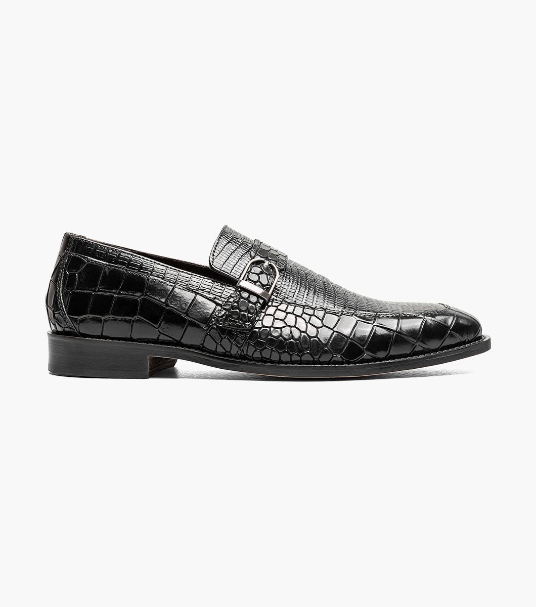 Stacy Adams Rubiano Moc Toe Buckle Strap Slip On Men’s Dress Shoes - Black