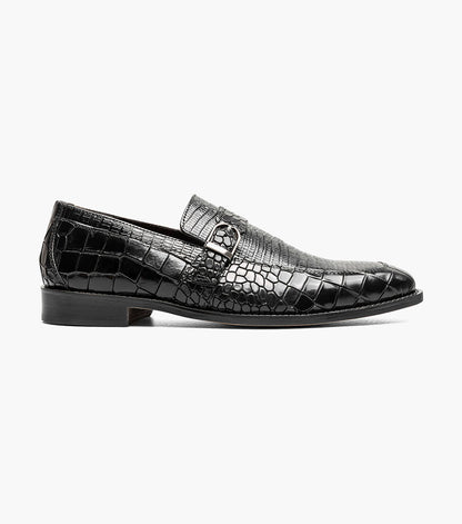 Stacy Adams Rubiano Moc Toe Buckle Strap Slip On Men’s Dress Shoes - Black