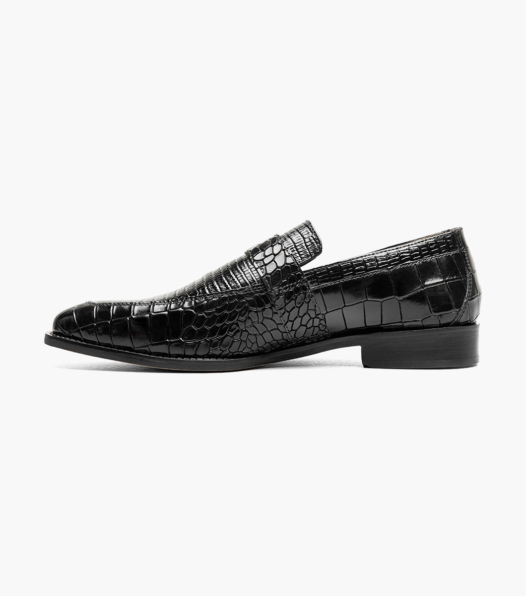 Stacy Adams Rubiano Moc Toe Buckle Strap Slip On Men’s Dress Shoes - Black