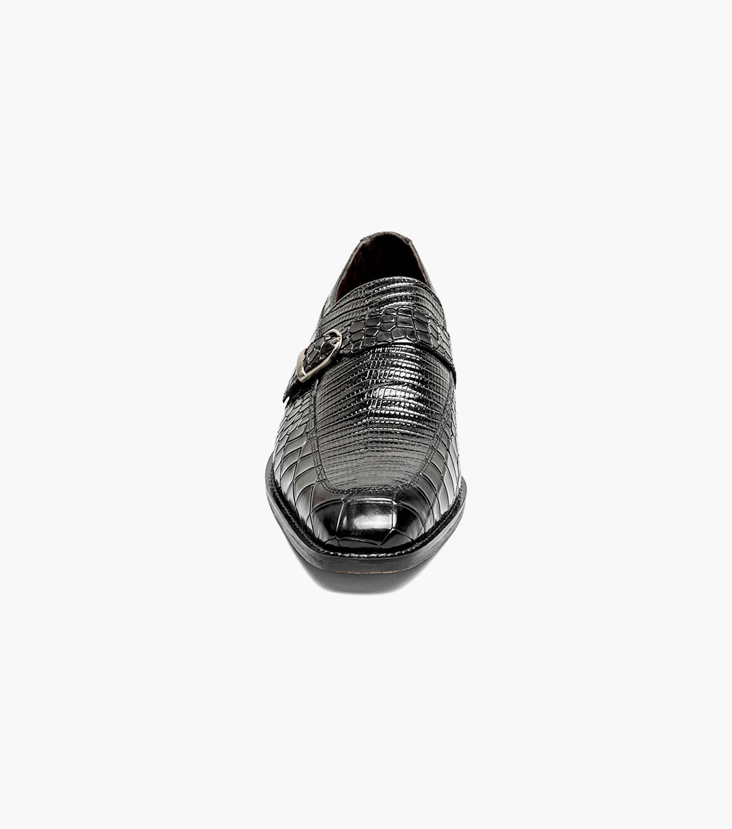 Stacy Adams Rubiano Moc Toe Buckle Strap Slip On Men’s Dress Shoes - Black
