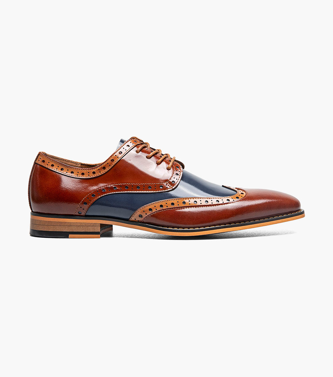 Stacy Adams Tindall Wingtip Oxford Newest Shoes - Cognac Multi