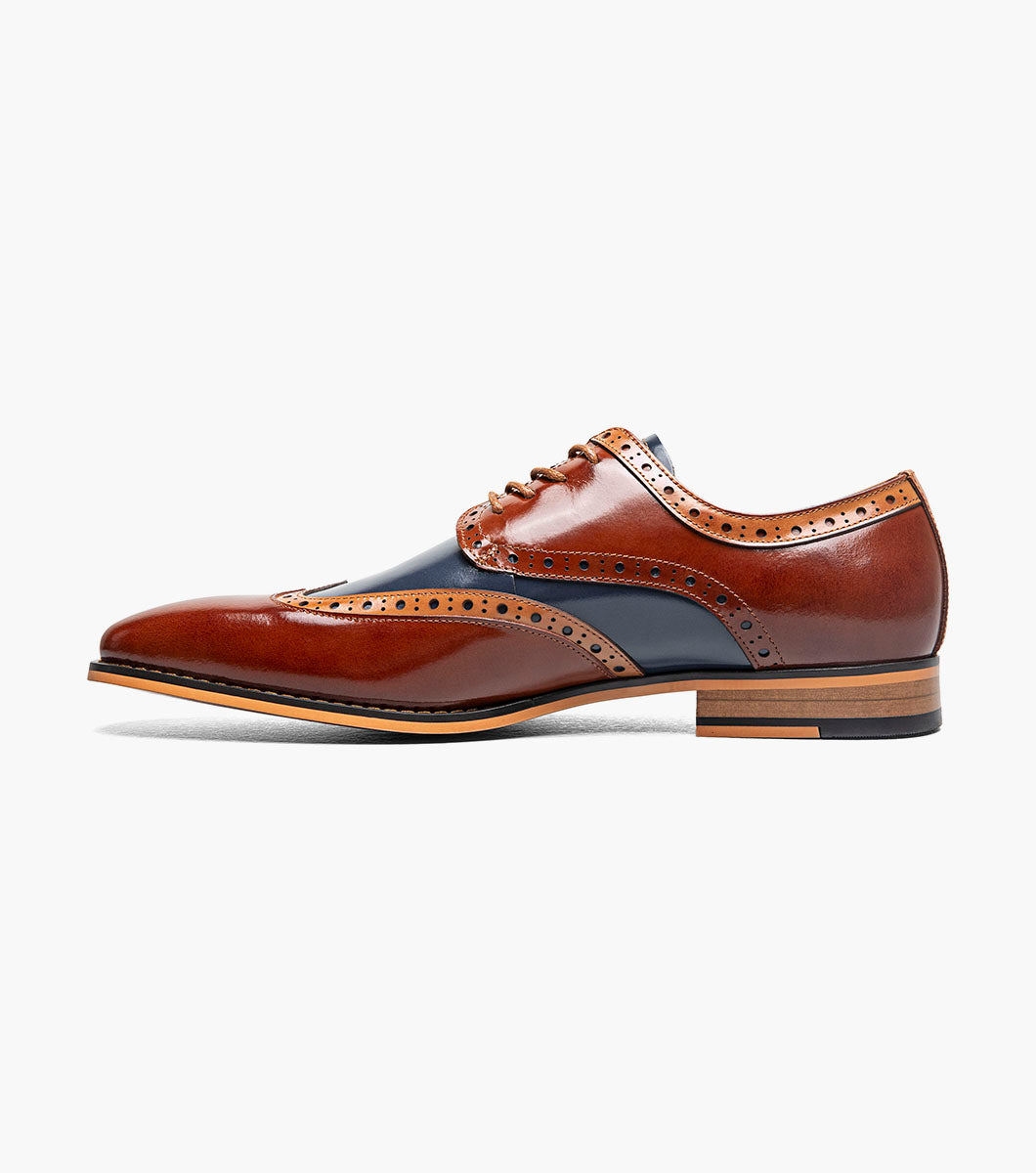 Stacy Adams Tindall Wingtip Oxford Newest Shoes - Cognac Multi
