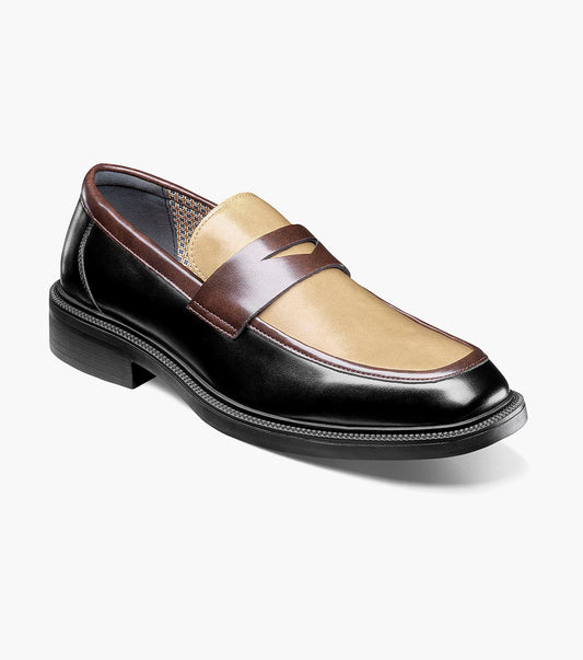 Stacy Adams Everett Moc Toe Penny Slip On Men’s Fashion Shoes - Black and Brown