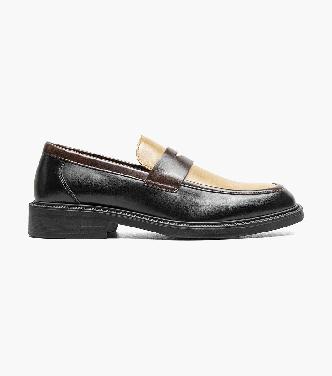 Stacy Adams Everett Moc Toe Penny Slip On Men’s Fashion Shoes - Black and Brown