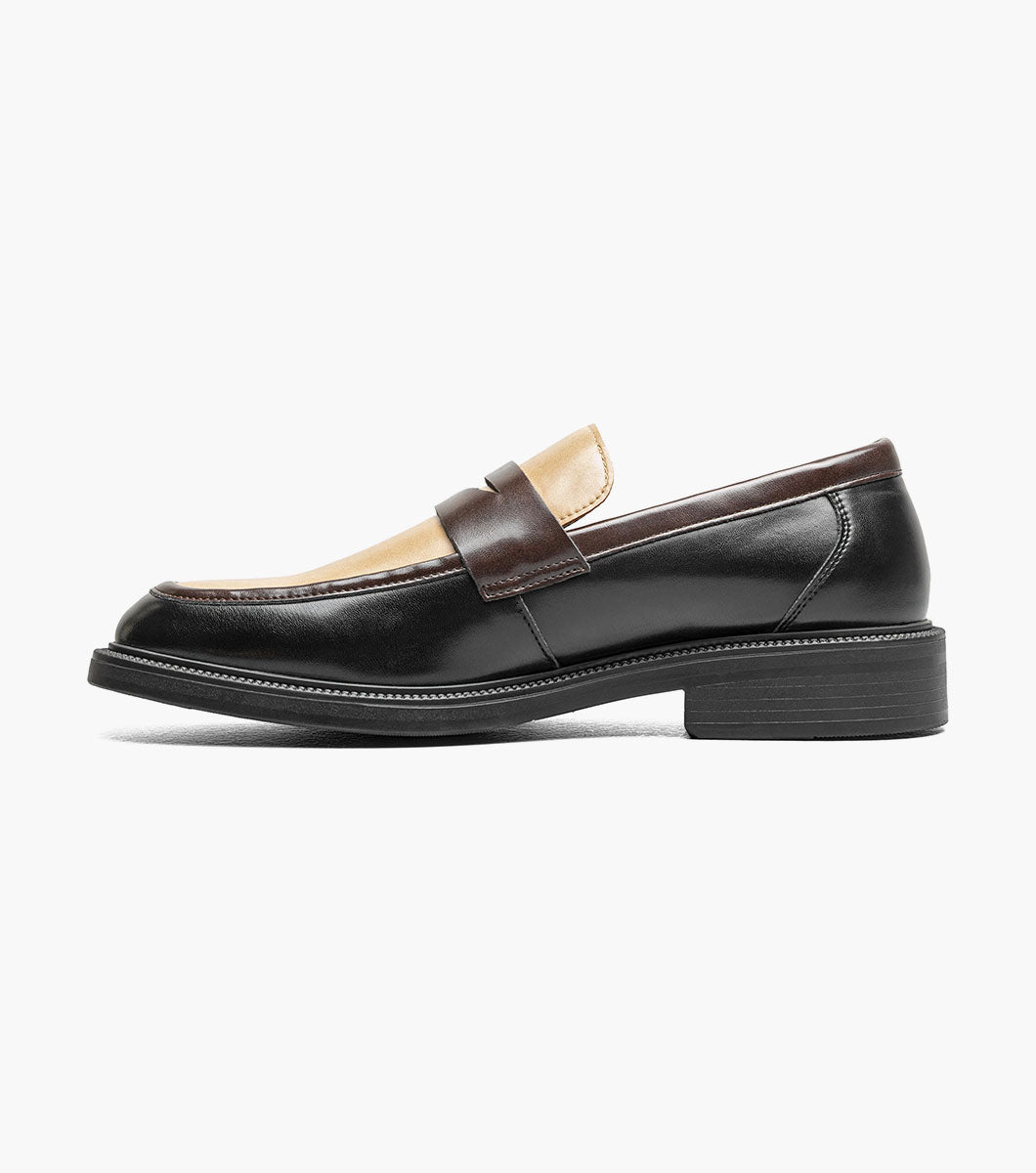 Stacy Adams Everett Moc Toe Penny Slip On Men’s Fashion Shoes - Black and Brown