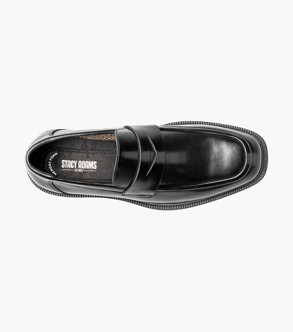 Stacy Adams Everett Moc Toe Penny Slip On Men’s Fashion Shoes - Black