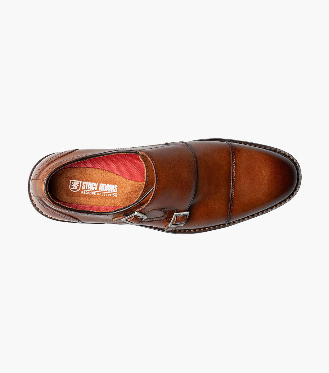 Stacy Adams Boswell Cap Toe Double Monk Strap Men’s Dress Shoes - Brandy