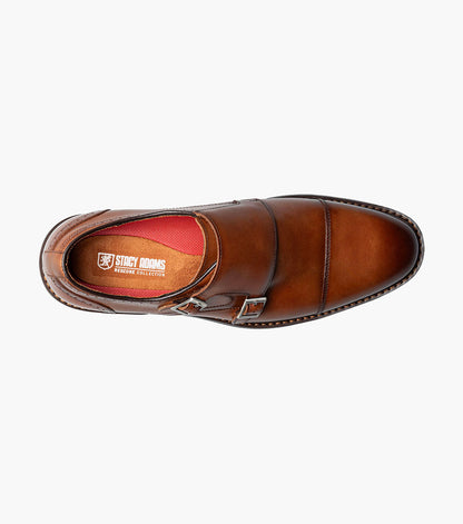 Stacy Adams Boswell Cap Toe Double Monk Strap Men’s Dress Shoes - Brandy