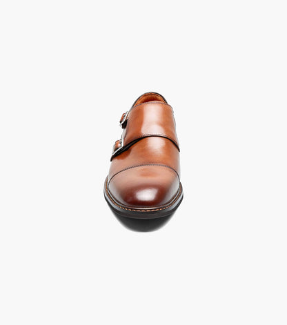 Stacy Adams Boswell Cap Toe Double Monk Strap Men’s Dress Shoes - Brandy