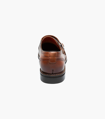 Stacy Adams Boswell Cap Toe Double Monk Strap Men’s Dress Shoes - Brandy