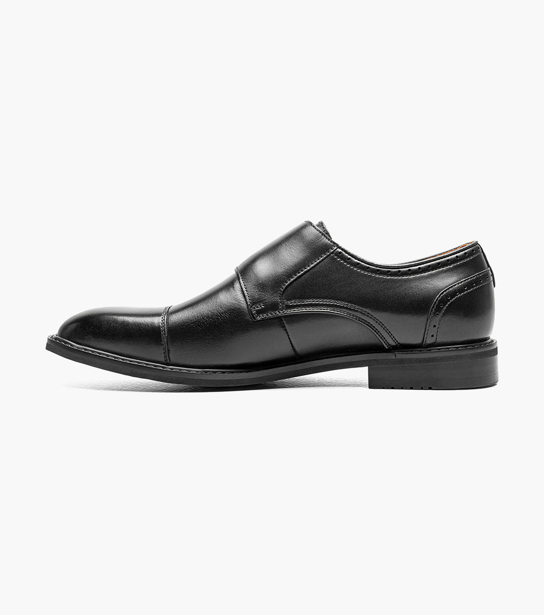 Stacy Adams Boswell Cap Toe Double Monk Strap Men’s Dress Shoes - Black