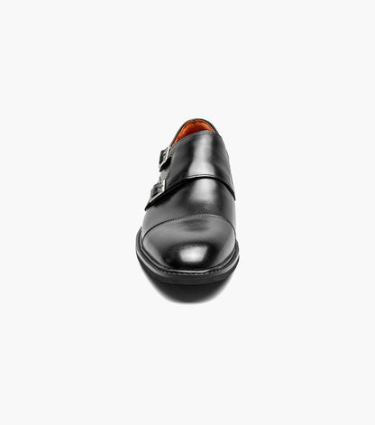 Stacy Adams Boswell Cap Toe Double Monk Strap Men’s Dress Shoes - Black