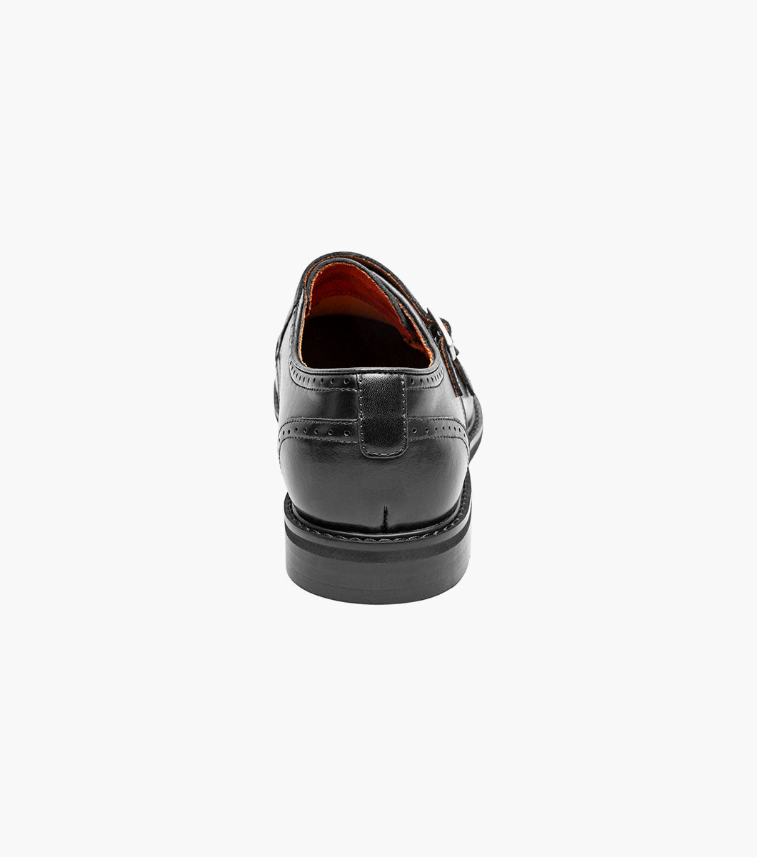 Stacy Adams Boswell Cap Toe Double Monk Strap Men’s Dress Shoes - Black