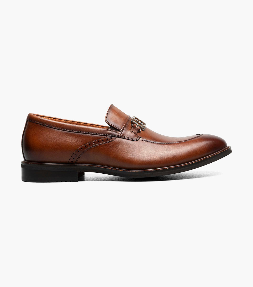 Stacy Adams Boyd Moc Toe Bit Slip On Men’s Dress Shoes - Brandy
