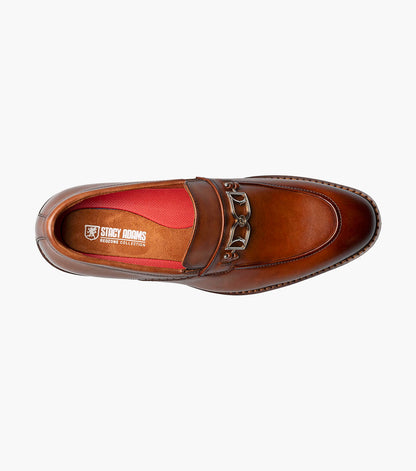 Stacy Adams Boyd Moc Toe Bit Slip On Men’s Dress Shoes - Brandy