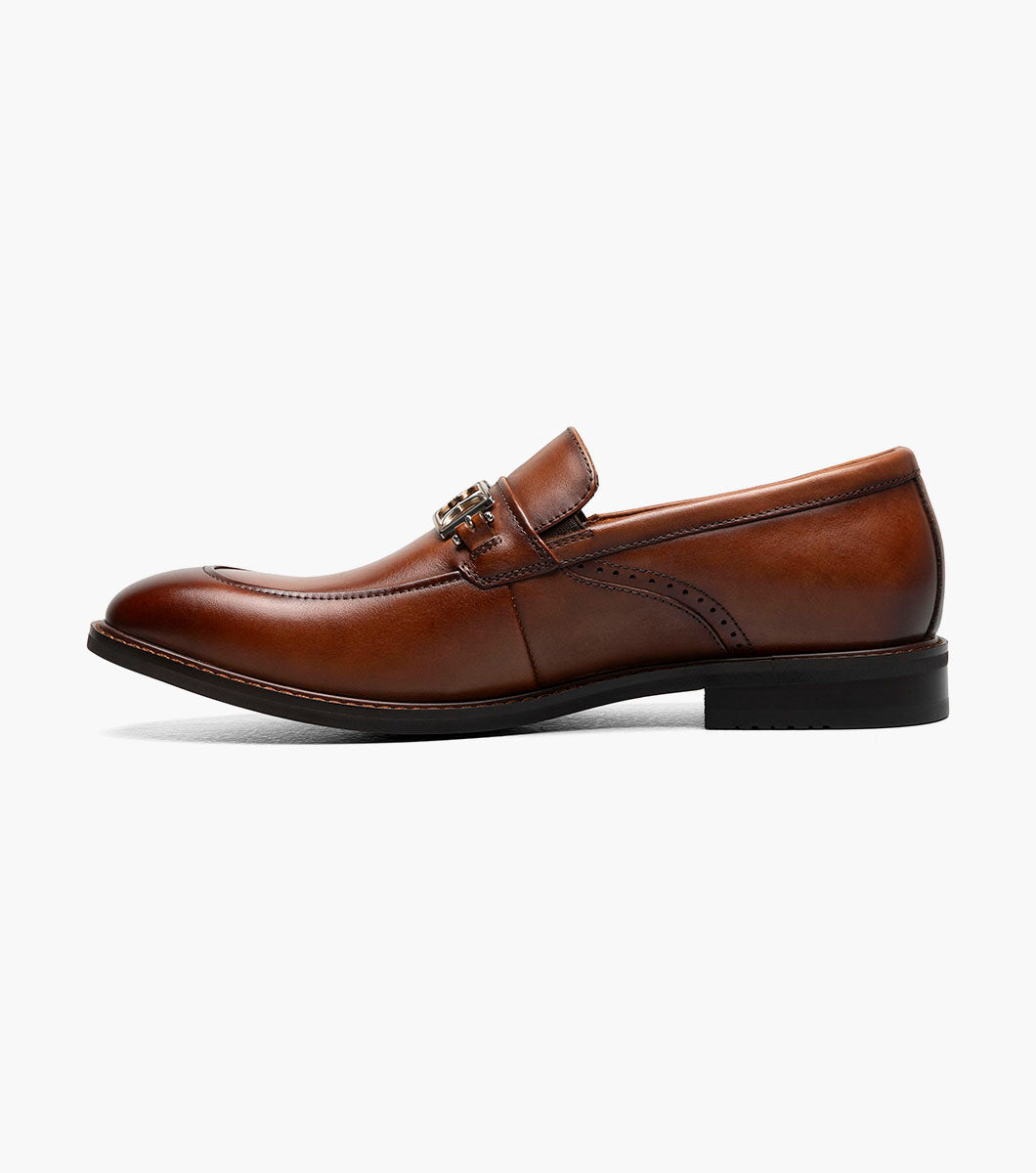 Stacy Adams Boyd Moc Toe Bit Slip On Men’s Dress Shoes - Brandy