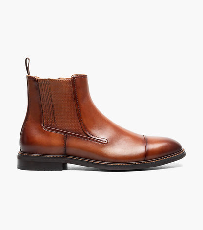 Stacy Adams Berkshire Cap Toe Side Zip Boot Men’s Dress Shoes - Brandy