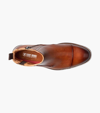 Stacy Adams Berkshire Cap Toe Side Zip Boot Men’s Dress Shoes - Brandy