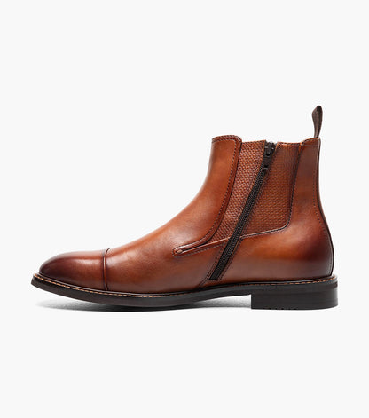 Stacy Adams Berkshire Cap Toe Side Zip Boot Men’s Dress Shoes - Brandy