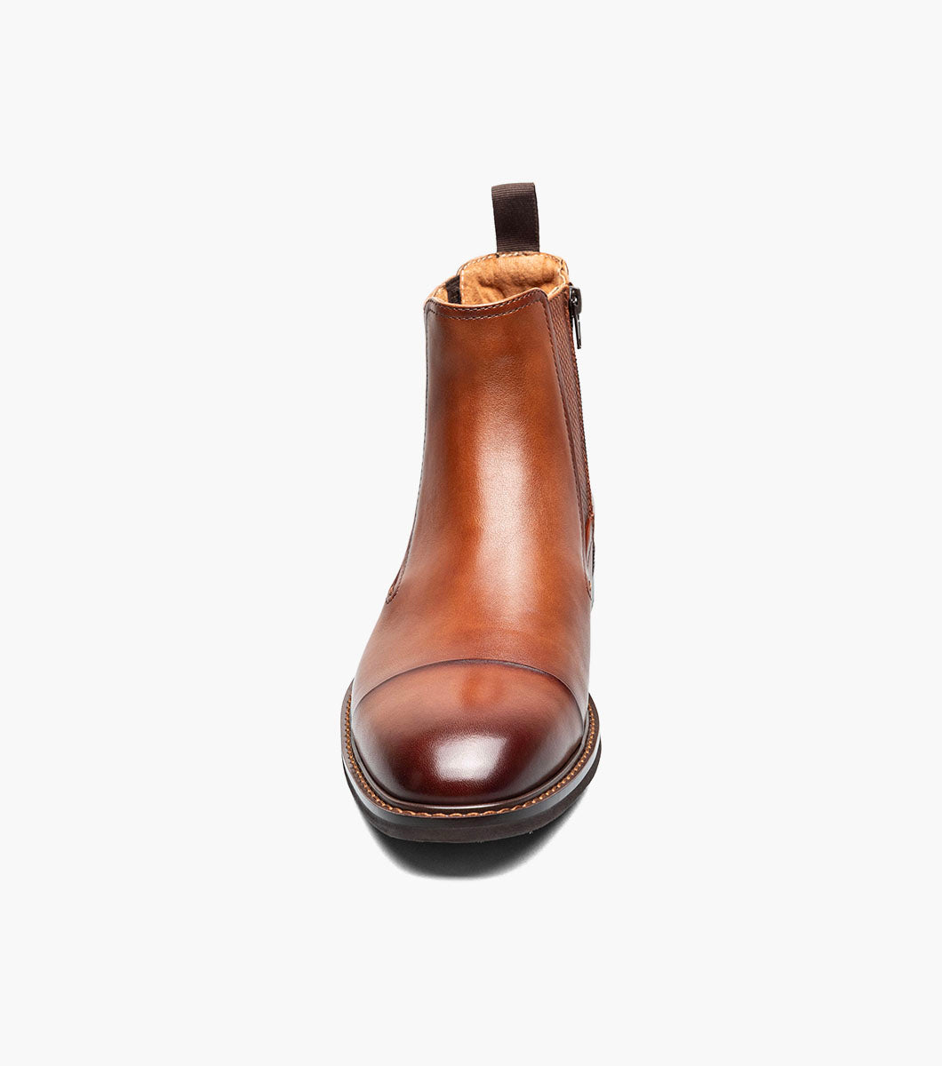 Stacy Adams Berkshire Cap Toe Side Zip Boot Men’s Dress Shoes - Brandy