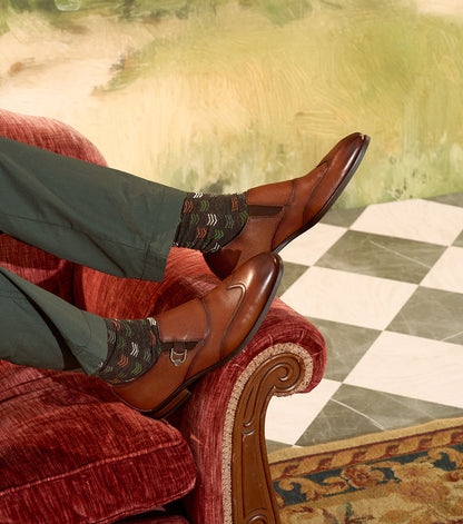 Stacy Adams Lockwood Wingtip Ornament Slip On Men’s Dress Shoes - Cognac