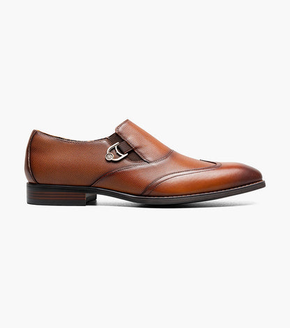 Stacy Adams Lockwood Wingtip Ornament Slip On Men’s Dress Shoes - Cognac