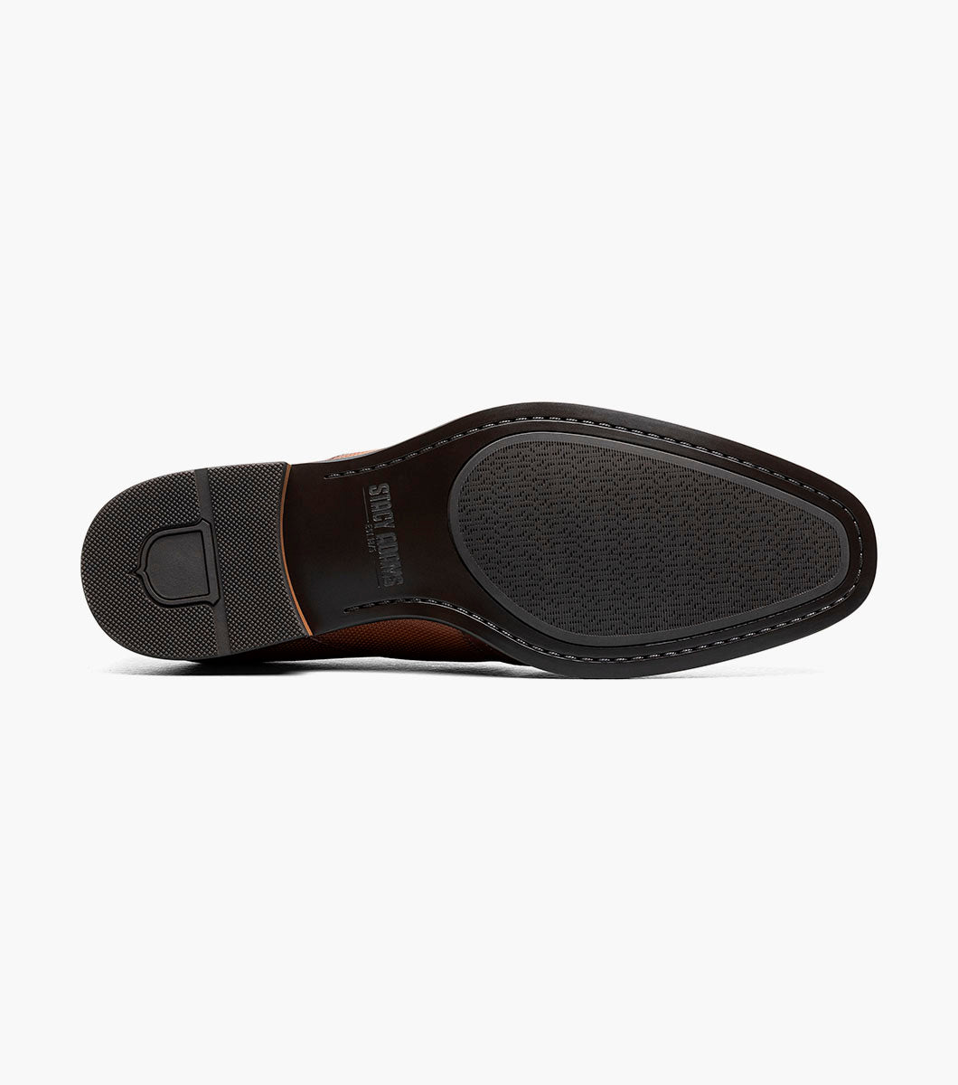 Stacy Adams Lockwood Wingtip Ornament Slip On Men’s Dress Shoes - Cognac