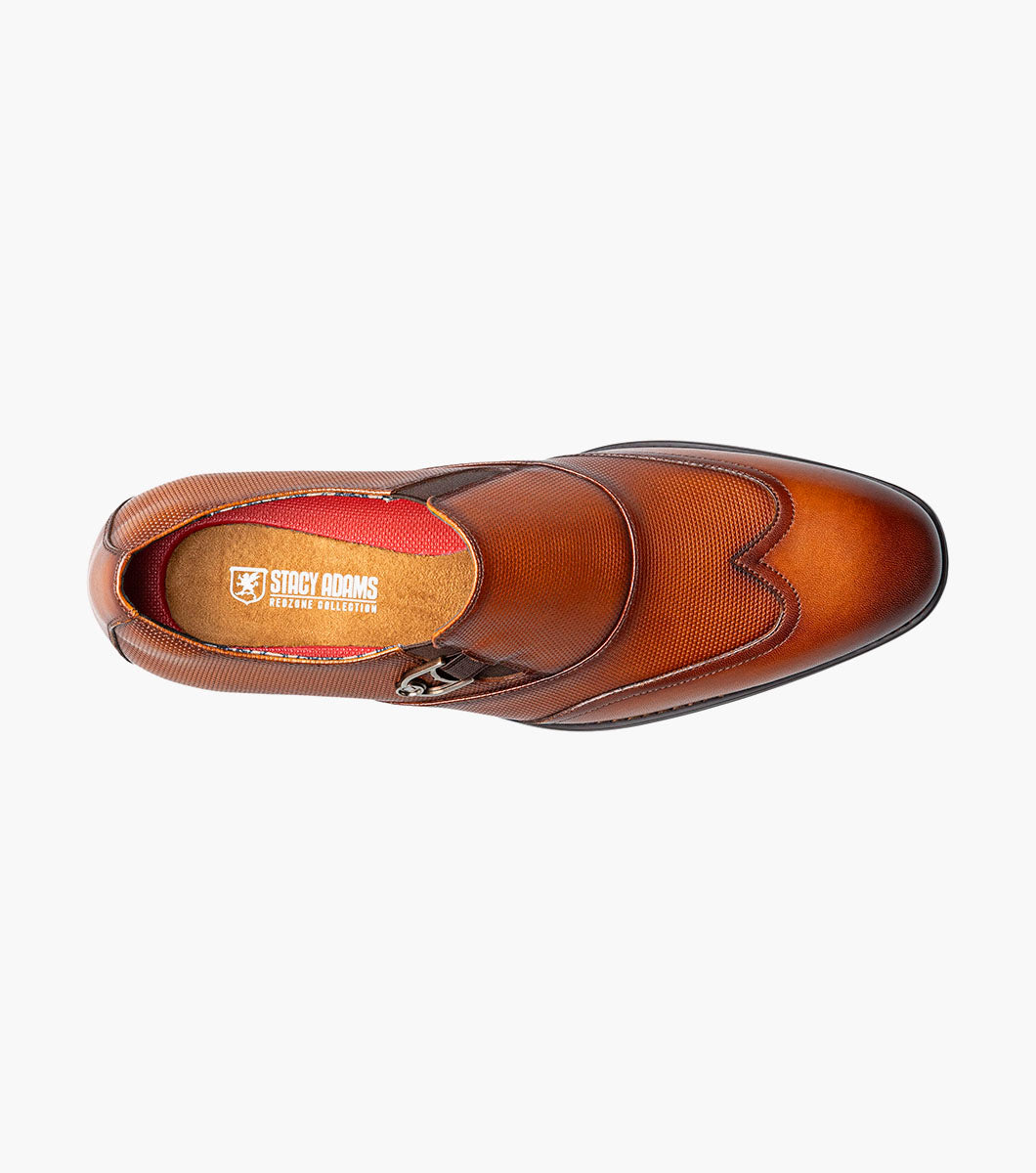 Stacy Adams Lockwood Wingtip Ornament Slip On Men’s Dress Shoes - Cognac