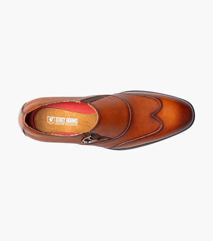 Stacy Adams Lockwood Wingtip Ornament Slip On Men’s Dress Shoes - Cognac